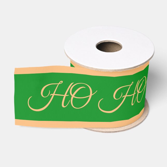 Weihnachtsband & Ho Ho Ho Streifen Grün/Gold Ripsband (Spule)
