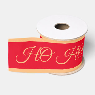 Weihnachtsband & Ho Ho Ho Streifen Rot/Gold Bonbon Ripsband