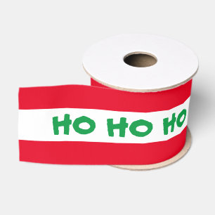 Weihnachtsband & Ho Ho Ho Strip Roter/Grüner Text Ripsband
