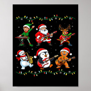 Weihnachtsband Santa Elf Rentier Gitarre Rock And Poster