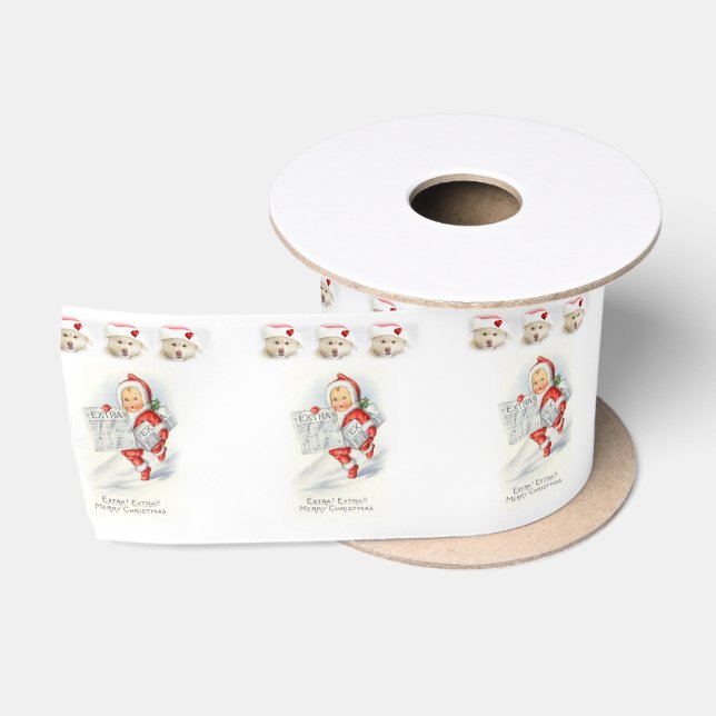 Weihnachtsband, Vintag Satinband (Spule)