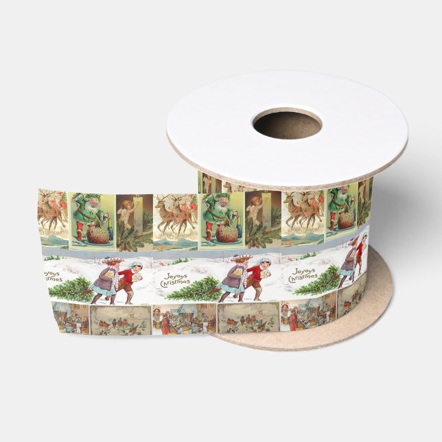 Weihnachtsband, Weihnachten Vintag Satinband (Spule)