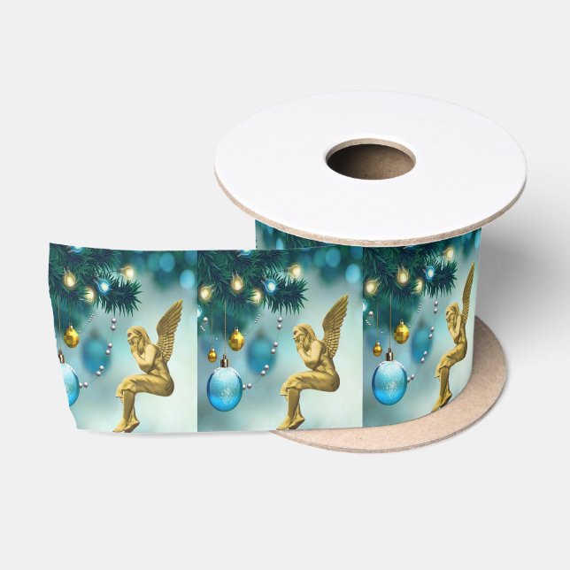 Weihnachtsband, Weihnachtsgel Satinband (Spule)