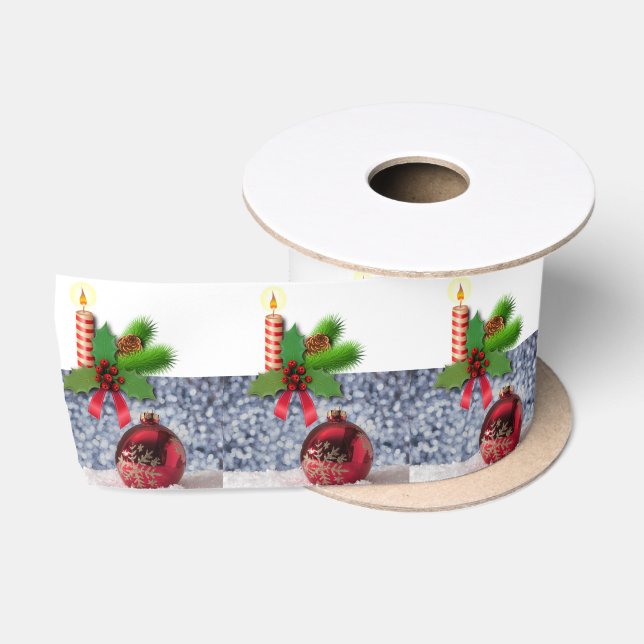 Weihnachtsband, Weihnachtskerze Satinband (Spule)