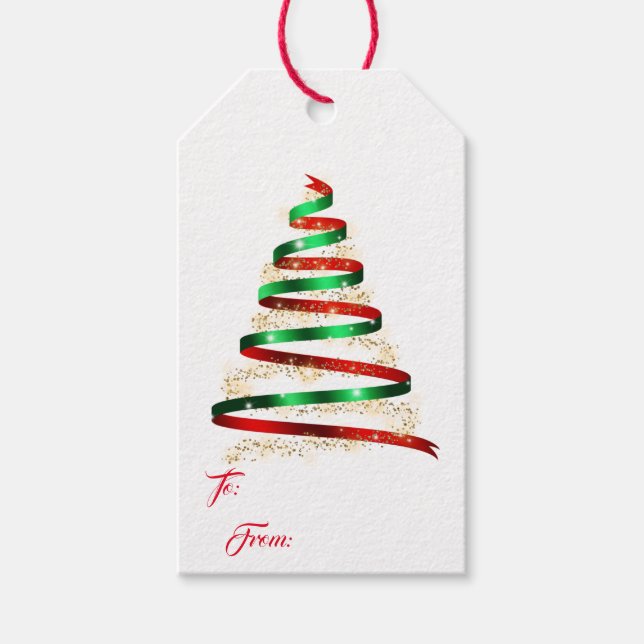 Weihnachtsbandbaum Geschenkanhänger (Vorderseite)