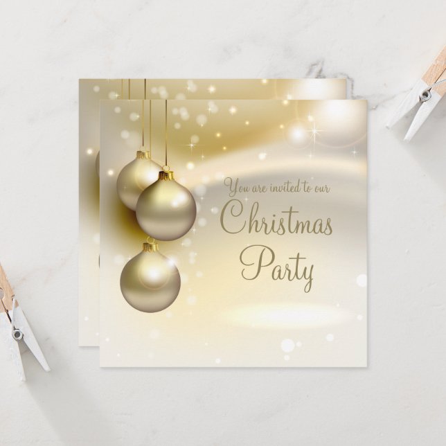 Weihnachtsbände in Gold - Weihnachtsfest im Party Einladung (Vorderseite/Rückseite Beispiel)