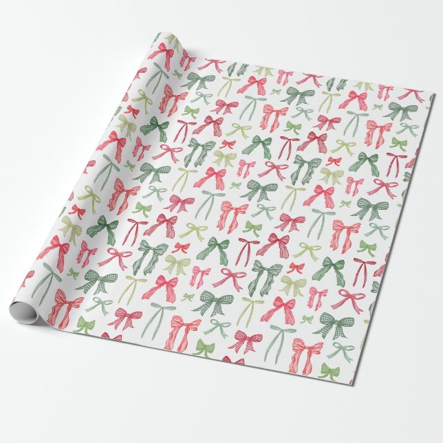 Weihnachtsbänder und -bänder grün und rot geschenkpapier (Ungerollt)