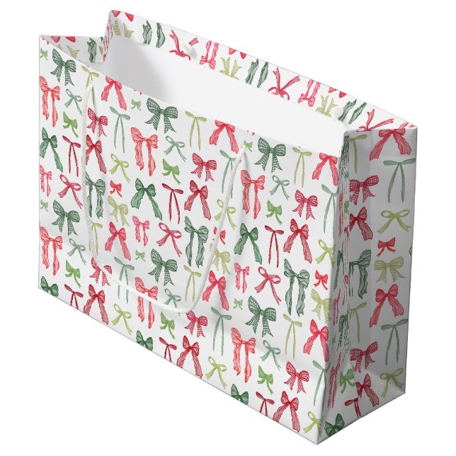 Weihnachtsbänder und -bänder grün und rot große geschenktüte (Vorderseite Schrägansicht)