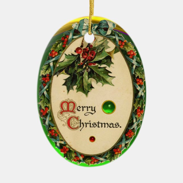 WEIHNACHTSbanjo MIT MISTELZWEIGEN UND Keramikornament (Vorne)