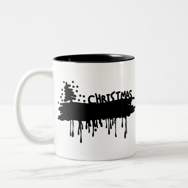 Weihnachtsbanner Zweifarbige Tasse (Links)
