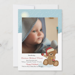Weihnachtsbär Geburtstag des Babys Ankündigung
