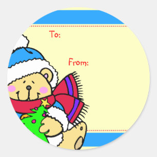 Weihnachtsbär-Geschenketiketten Runder Aufkleber