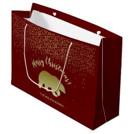 Weihnachtsbär Gold und Burgund Große Geschenktüte