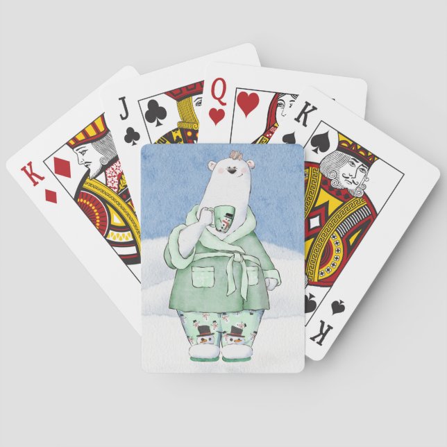 Weihnachtsbär in Pajamas Spielkarten (Rückseite)