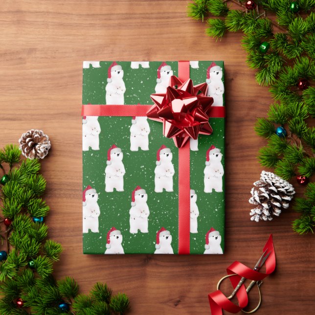 Weihnachtsbär in Schneeflocken Geschenkpapier (Feiertagsgeschenk)
