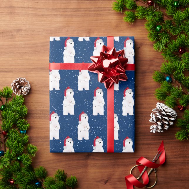Weihnachtsbär in Schneeflocken Geschenkpapier (Feiertagsgeschenk)