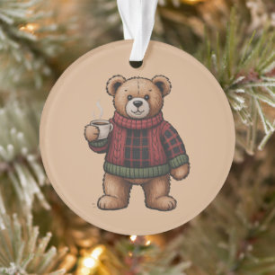 Weihnachtsbär Kaffee Retro Weihnachten passend Ornament