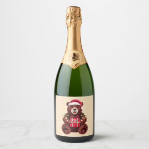 Weihnachtsbär mit Geschenk und Licht