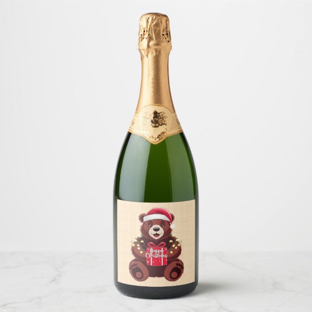 Weihnachtsbär mit Geschenk und Licht (Vorderseite)