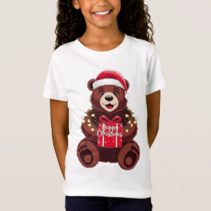 Weihnachtsbär mit Geschenk und Licht T-Shirt