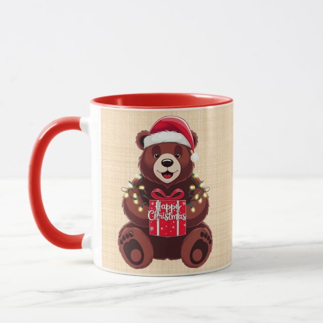 Weihnachtsbär mit Geschenk und Licht Tasse (Links)