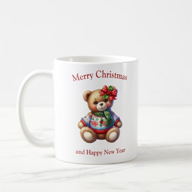 Weihnachtsbär mit Mistelbug Kaffeetasse (Links)