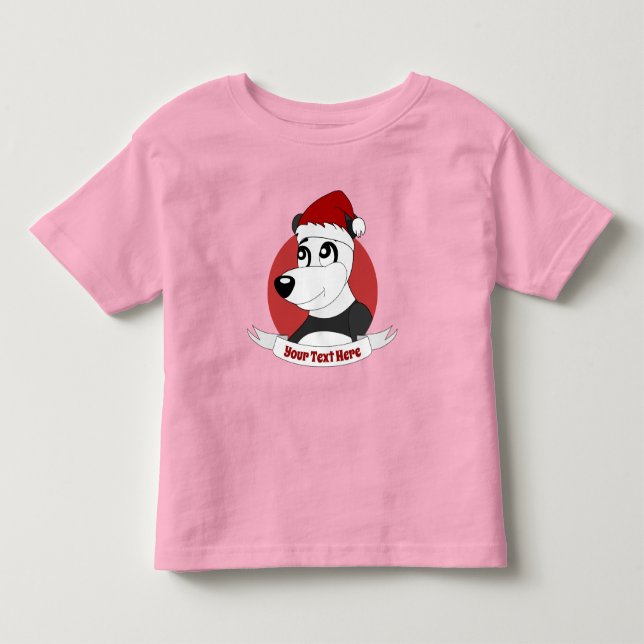 Weihnachtsbär mit niedlichen Panda-Kindermädchen Kleinkind T-shirt (Vorderseite)