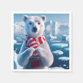 Weihnachtsbär mit Paws als Herz Serviette