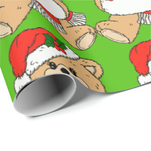 Weihnachtsbär mit Red Hat Geschenkpapier