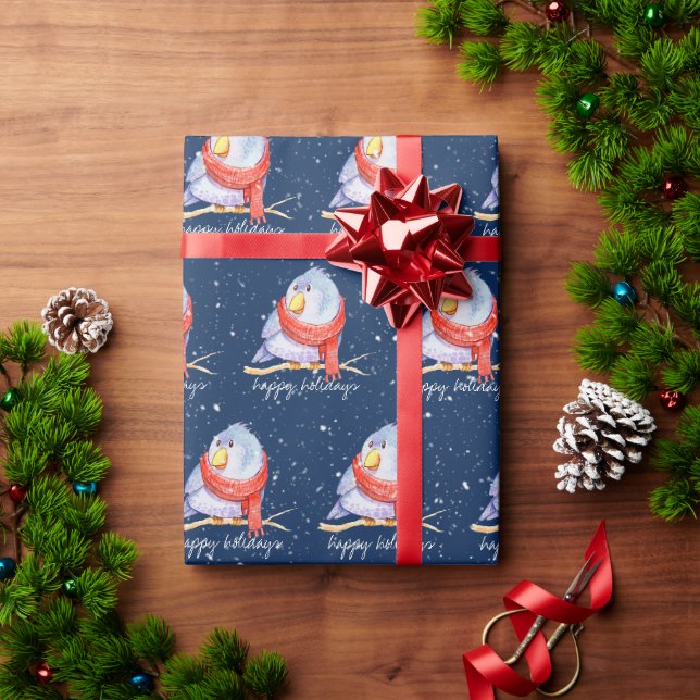 Weihnachtsbär mit Scara In Schneeflocken Geschenkpapier (Feiertagsgeschenk)