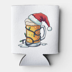 Weihnachtsbär mit Weihnachtslicht ummantelt Dosenkühler
