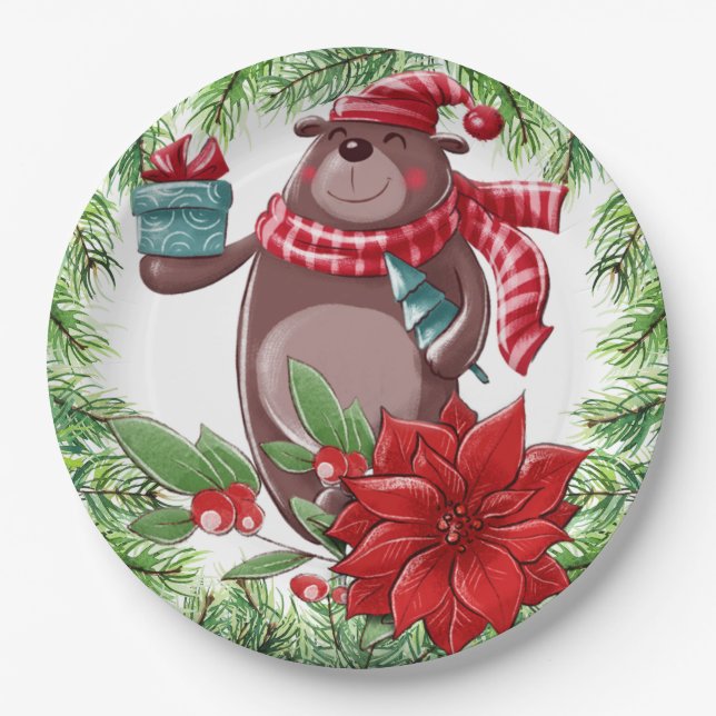Weihnachtsbär Pappteller (Vorderseite)