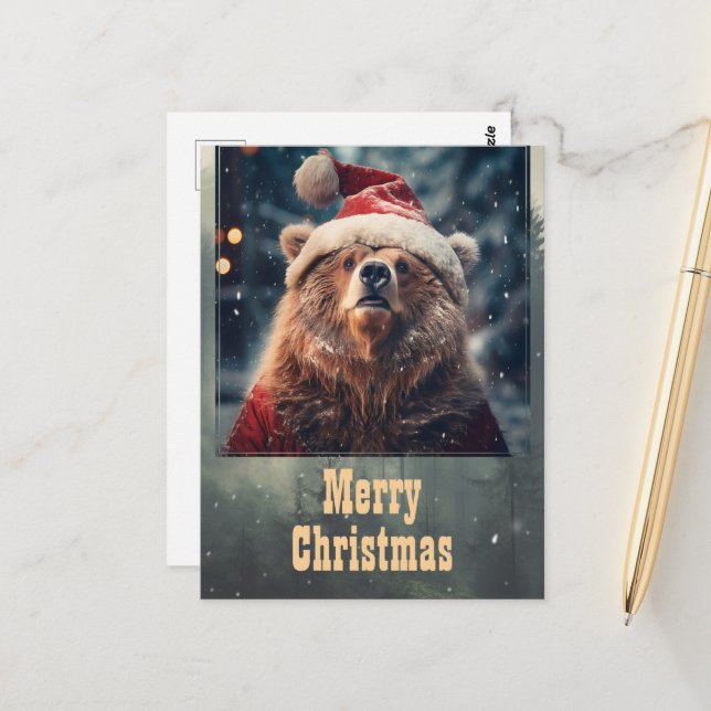Weihnachtsbär Postkarte (Vorderseite/Rückseite Beispiel)