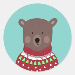 Weihnachtsbär Runder Aufkleber