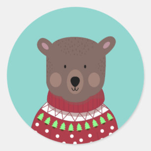 Weihnachtsbär Runder Aufkleber