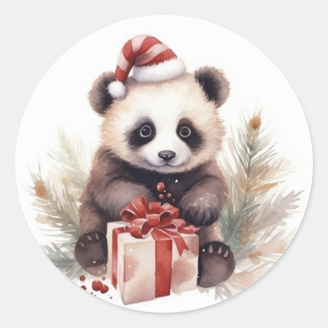 Weihnachtsbär Runder Aufkleber (Vorderseite)
