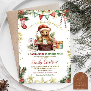 Weihnachtsbär Santa Junge Baby Shower Einladung