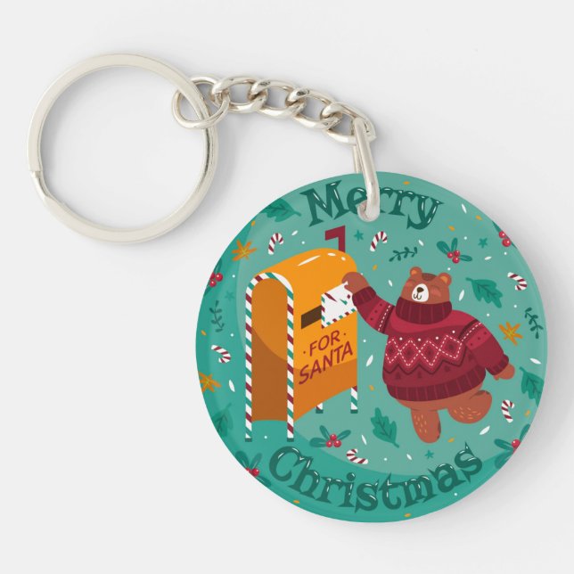 Weihnachtsbär Schlüsselanhänger (Vorderseite)