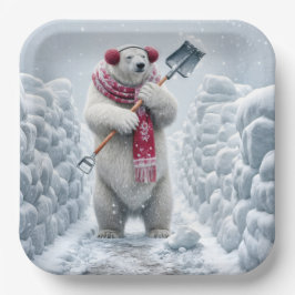 Weihnachtsbär Schneeschuh Pappteller