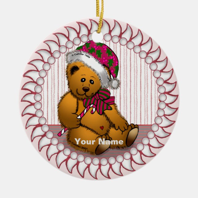 Weihnachtsbär-Sonderschmuck Keramik Ornament (Vorne)