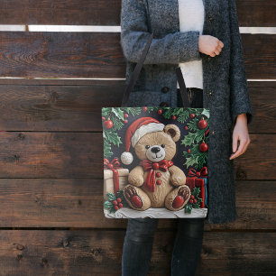 Weihnachtsbär und Geschenke Tasche