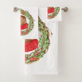 Weihnachtsbär und Kraut Badhandtuch Set