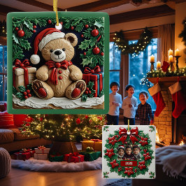 Weihnachtsbär und Präsentationen individuell anpas Keramikornament