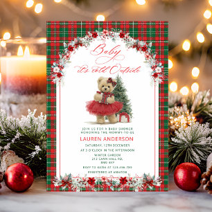 Weihnachtsbär Vintage Luxus-Baby Shower Einladung