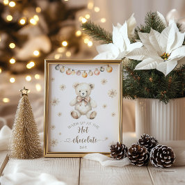 Weihnachtsbär Warme auf der heißen Schokolade-Bar Poster