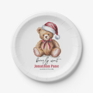 Weihnachtsbär Wasserfarbe Bearly Wait Baby Dusche Pappteller