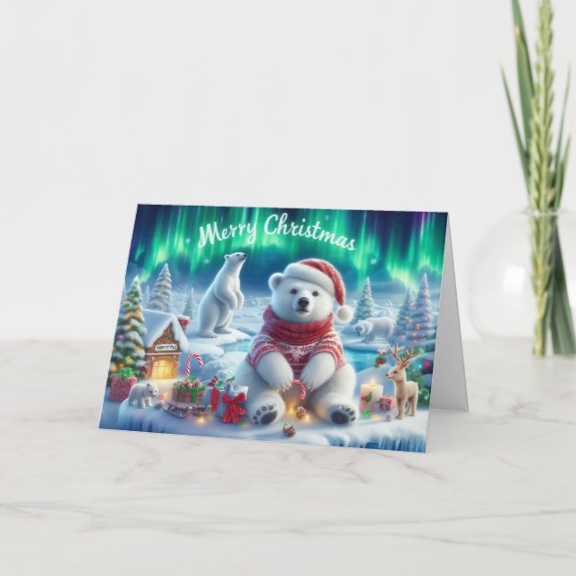Weihnachtsbär Weihnachtskarten. Feiertagskarte (Vorderseite)