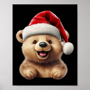 Weihnachtsbär Weihnachtsmannmütze Weihnachten Weih Poster