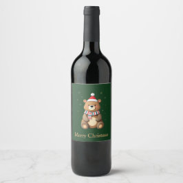 Weihnachtsbär Weinetikett