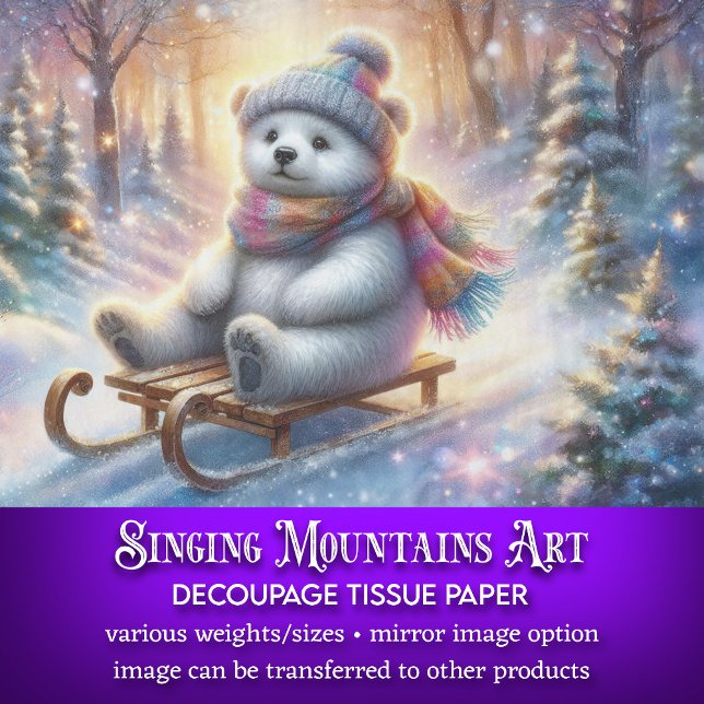 Weihnachtsbär Winterwald Schlittendecke Seidenpapier (Von Creator hochgeladen)